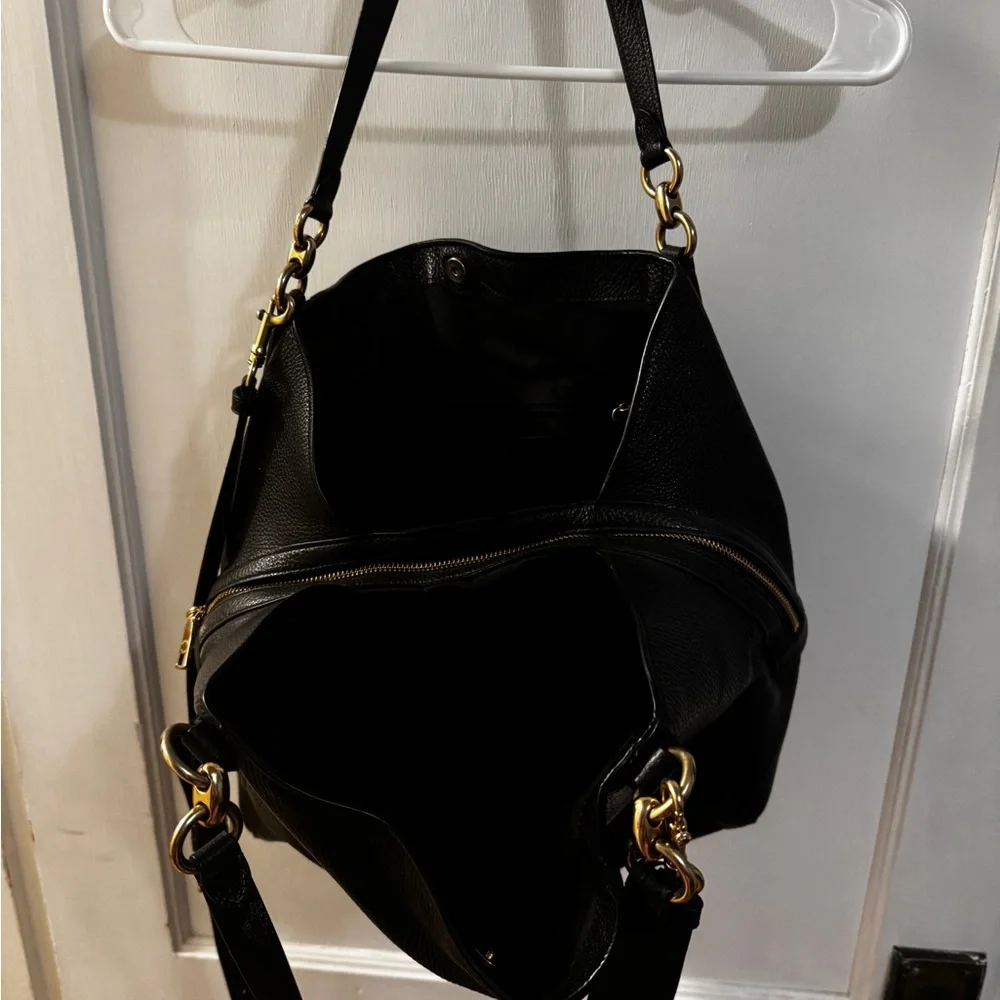 Coach Black Leather Shoulder Bag with Gold Accents - Picture 3 of 4